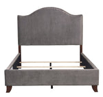 Carlow Gray Velvet King Bed with Nailheads