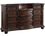 Cavalier Dark Cherry Wood Dresser with Marble Insert