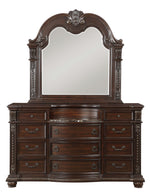 Cavalier Dark Cherry Wood Dresser with Marble Insert