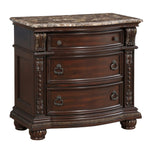 Cavalier Dark Cherry Wood/Genuine Marble Nightstand