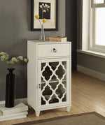 Ceara White Wood Side Table with Drawer & Door