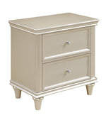 Celandine 2-Drawer Silver Finish Wood Nightstand