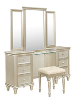 Celandine Silver Finish Wood Vanity Table with Mirror