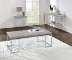 Chafik Natural Oak Wood/Chrome Metal Sofa Table with Shelf