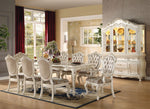 Chantelle Pearl White Wood/Marble Dining Table with 1 Leaf