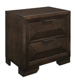 Chesky Warm Espresso Wood 2-Drawer Nightstand