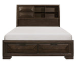Chesky Warm Espresso Wood Cal King Bed with Storages