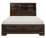 Chesky Warm Espresso Wood Queen Bed with Storages