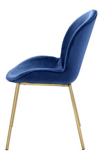 Chuchip 2 Blue Velvet/Gold Metal Side Chairs
