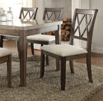 Claudia 2 Beige Linen/Salvage Brown Wood Side Chairs