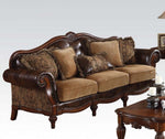 Dreena 3-Pc Brown PU Leather/Chenille Sofa Set (Oversized)