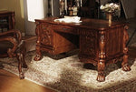 Dresden Cherry Oak Wood Office Desk with Carvings