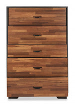 Eloy Walnut & Espresso Wood Chest with 5 Drawers