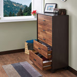 Eloy Walnut & Espresso Wood Chest with 5 Drawers