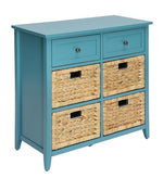 Flavius Teal Wood Accent Cabinet with 6 Drawers