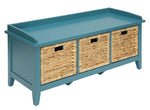 Flavius Teal Wood Bench with 3 Drawers