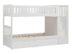 Galen White Wood Twin/Twin Bunk Bed with Storage