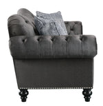 Gaura Dark Gray Fabric Loveseat with Rolled Armrest