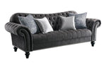 Gaura Dark Gray Fabric Sofa with Rolled Armrest (Oversized)