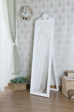 Gisela White Wood Floor Mirror