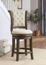 Glison Beige Fabric/Walnut Wood Counter Height Chair