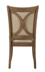 Harald 2 Beige PU Leather/Gray Oak Wood Side Chairs