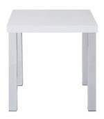 Harta White High Gloss Wood/Chrome Metal End Table