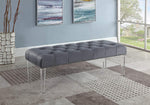 Hayden Grey Velvet/Acrylic Accent Bench