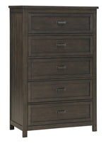 Hebron Dark Cherry Wood 5-Drawer Chest