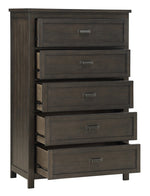 Hebron Dark Cherry Wood 5-Drawer Chest