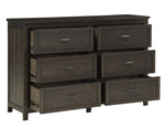 Hebron Dark Cherry Wood 6-Drawer Dresser