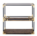 Heleris Clear Glass/Black Metal Frame Console Table