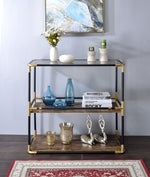 Heleris Clear Glass/Black Metal Frame Console Table