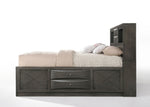 Ireland Gray Oak Wood King Bookcase Bed