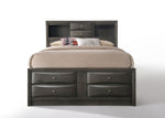 Ireland Gray Oak Wood Queen Bookcase Bed