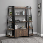 Jacksonville Aged Walnut Wood/Black Metal Corner Bookcase