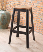 Jacotte Natural Wood/Black Steel Bar Stool