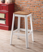 Jacotte Natural Wood/White Steel Bar Stool