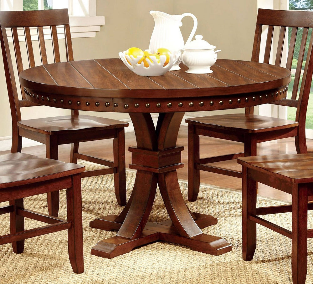 Foster Dark Oak Wood Round Dining Table