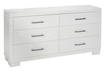 Jessica White Wood 6-Drawer Dresser with Mirror