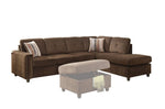 Belville Chocolate Velvet Sectional Sofa with Pillows