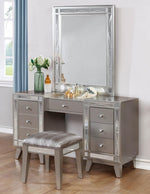 Leighton Metallic Mercury Wood Vanity Desk with Stool