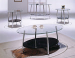 Leone Clear Glass/Black Wood Sofa Table w/Bottom Shelf