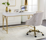 Lightmane White High Gloss Wood/Gold Metal Writing Desk