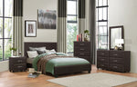 Lorenzi Dark Brown Upholstered Vinyl 5-Drawer Chest