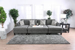 Lowry Gray Chenille Sectional Sofa w/ Ottoman