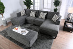 Lowry Gray Chenille Sectional Sofa w/ Ottoman