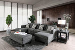 Lowry Gray Chenille Sectional Sofa w/ Ottoman