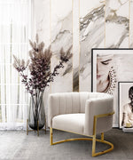 Magnolia Cream Velvet/Gold Finish Metal Accent Chair