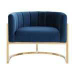 Magnolia Navy Velvet/Gold Finish Metal Accent Chair